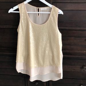Blu Pepper Size M Cream Sequin Tank